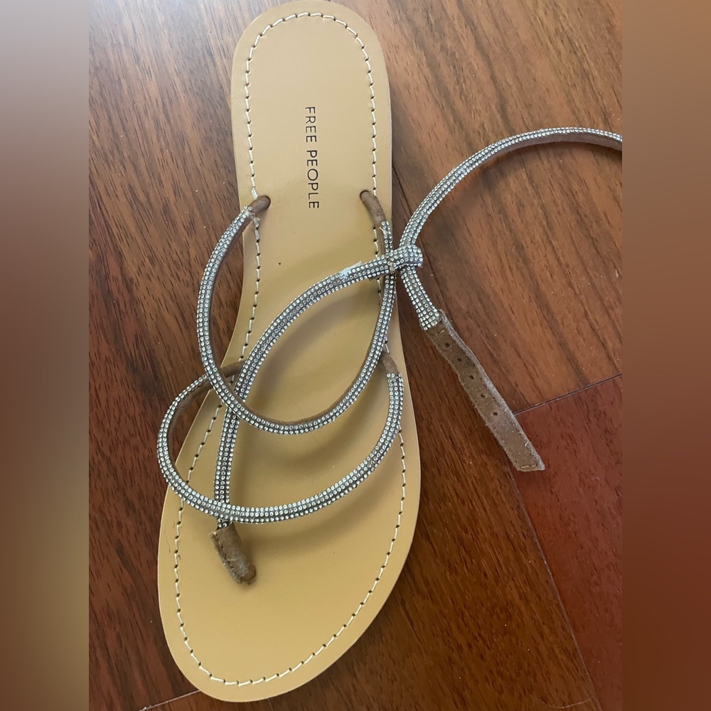 Free People Mustard Sandals with Metallic Straps